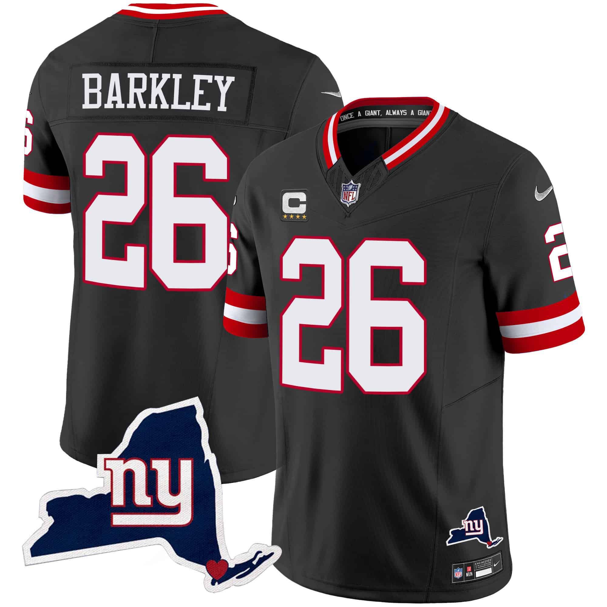 Men New York Giants #26 Barkley Black 2024 Nike Map Patch Limited NFL Jersey style 1->indianapolis colts->NFL Jersey